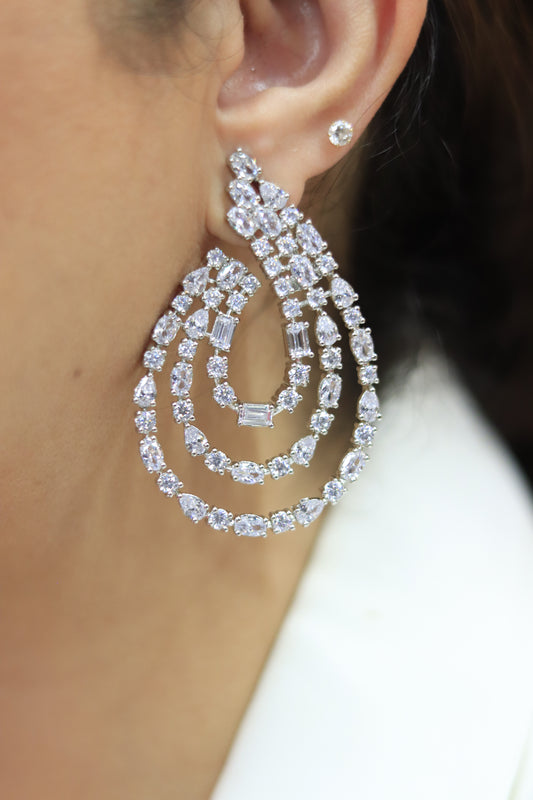 Zircon Studded Classic Layered Earrings