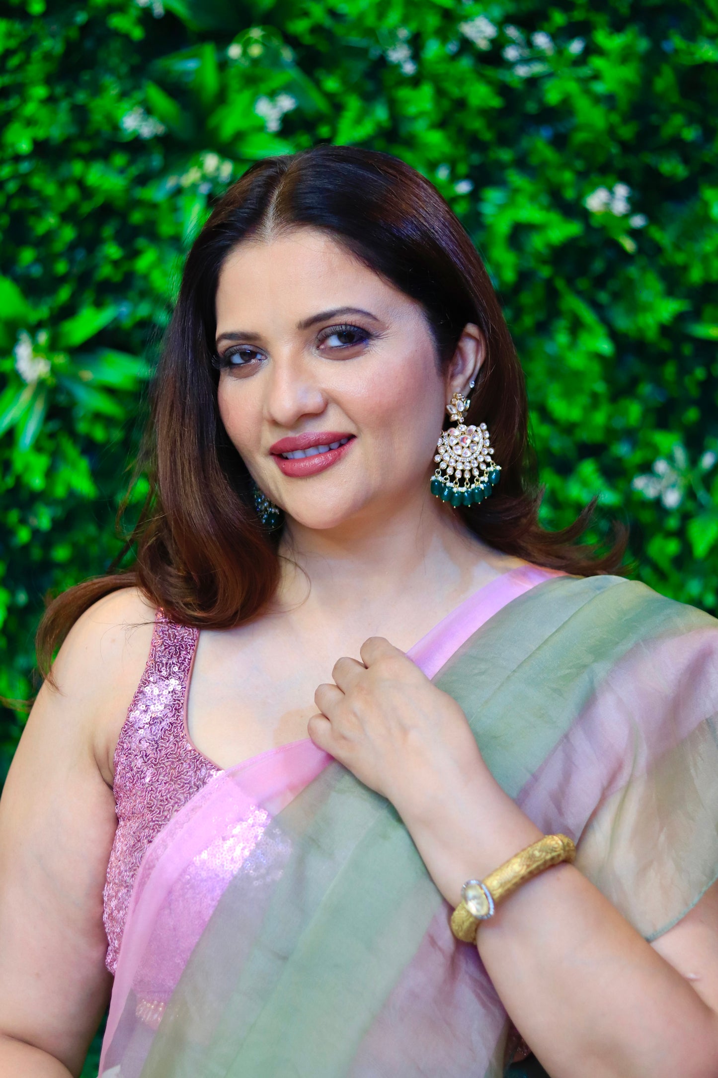 Kundan Utsav ChandBaalis with Green Beads