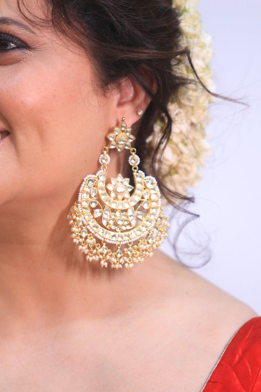 Gold Plated Ahmedabadi Pacchi Kundan Utsav ChaandBaalis