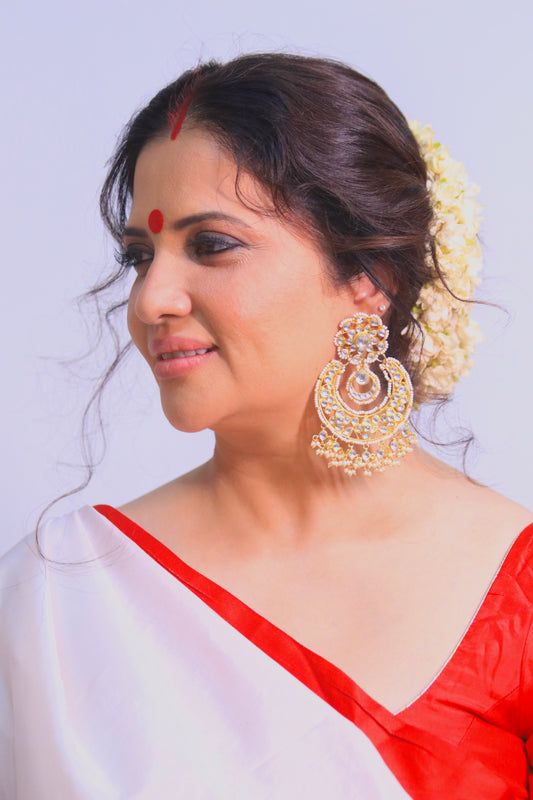 Chunky Utsav Chandbaalis Studded with Kundan and Pearls