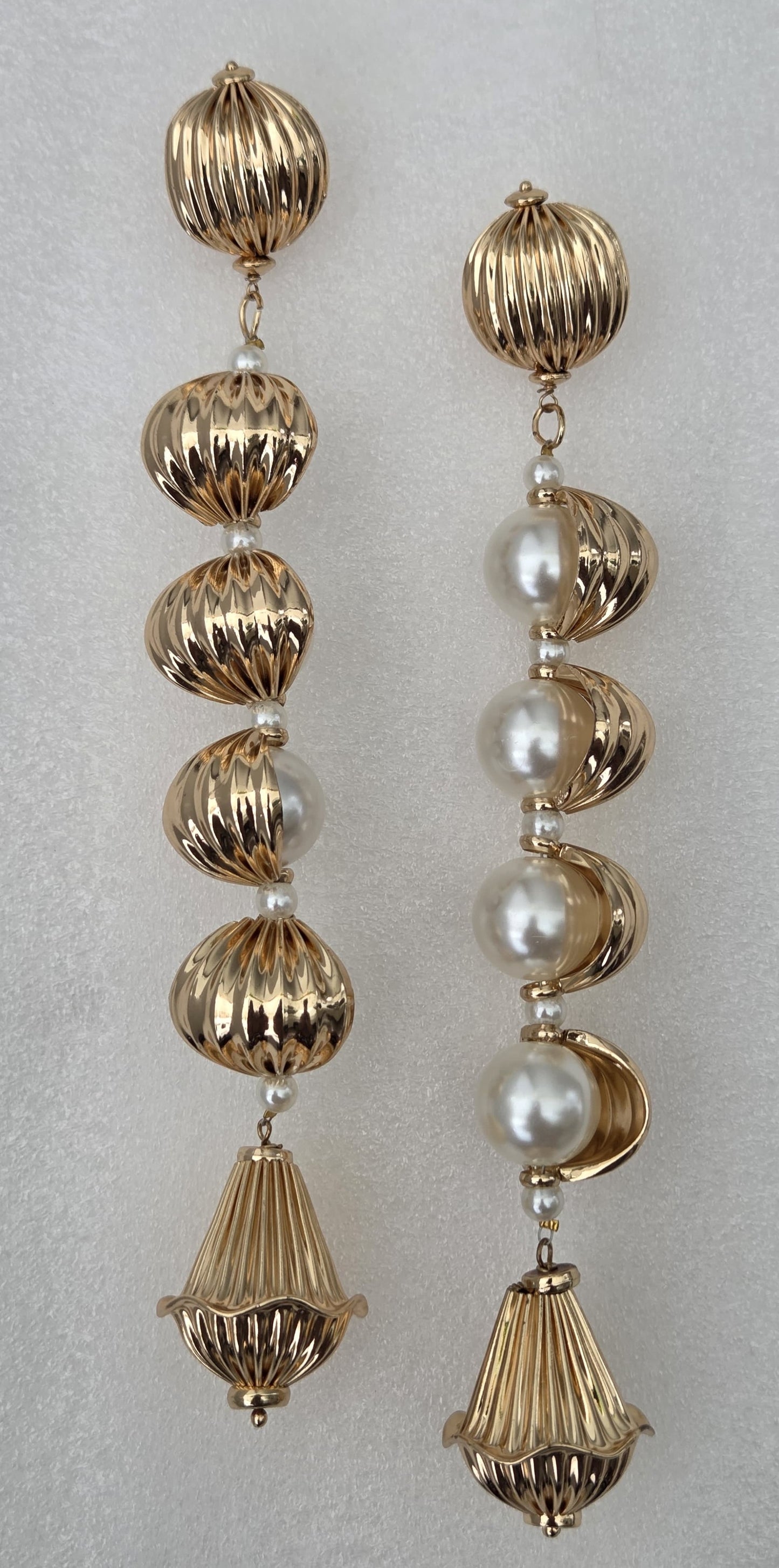 Long and Bold Shell Pearl Dangler Earrings