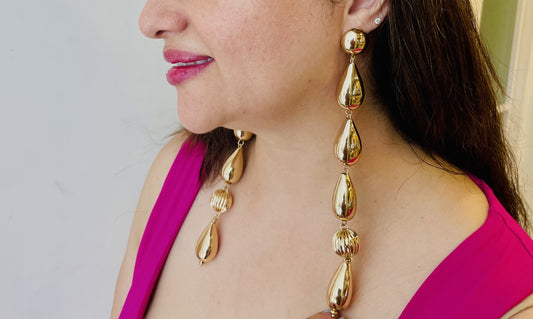 Long Bold Gold Dangler Earrings