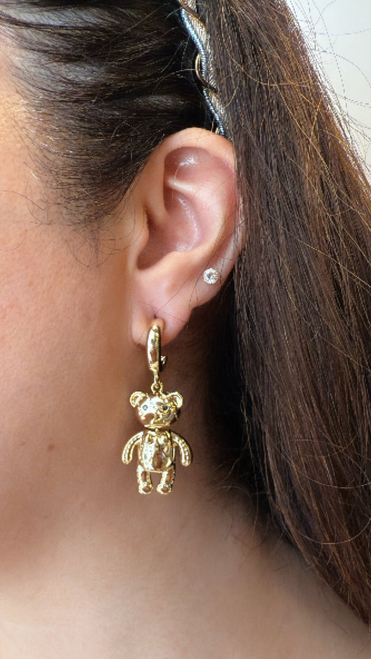 Unique Dangling Bear Motif Earrings