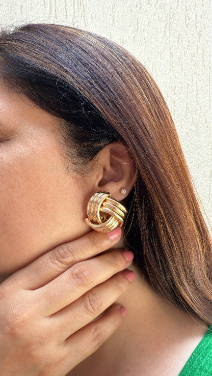 Twisted Knot Studs in Gold Finish