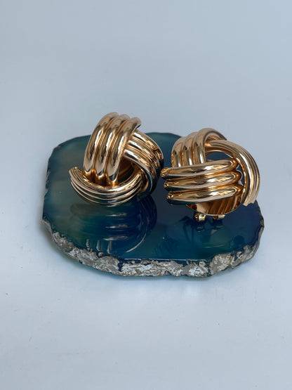 Twisted Knot Studs in Gold Finish