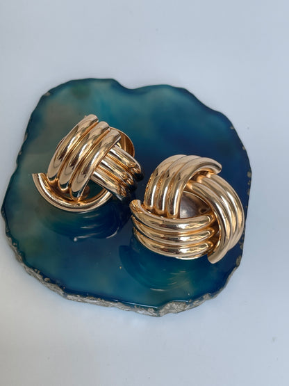 Twisted Knot Studs in Gold Finish