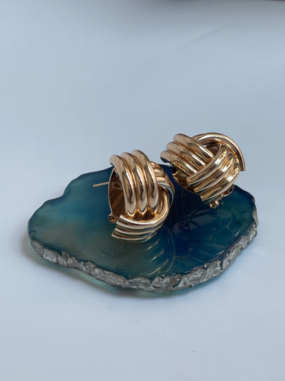 Twisted Knot Studs in Gold Finish