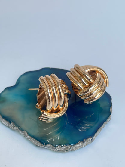 Twisted Knot Studs in Gold Finish
