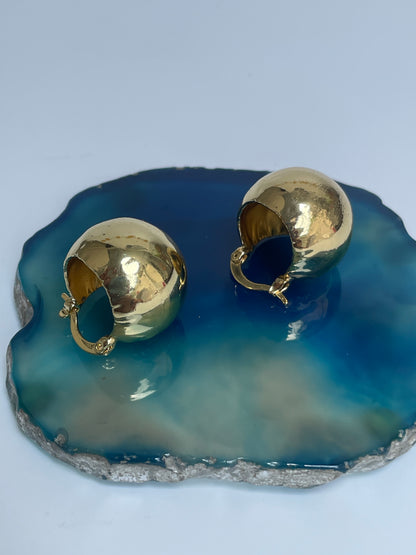 Gold Finish Textured Globe Studs