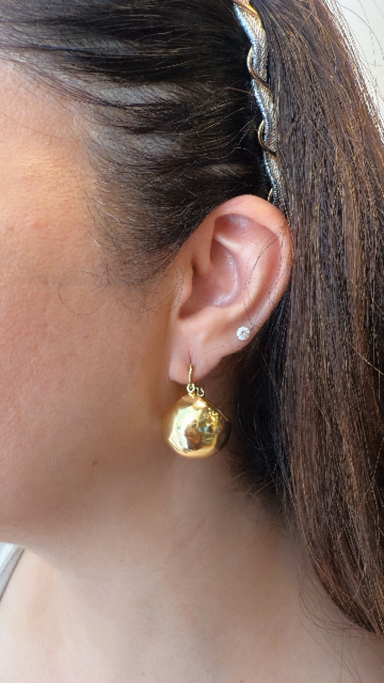 Gold Finish Shiny Globe Studs
