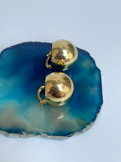 Gold Finish Textured Globe Studs