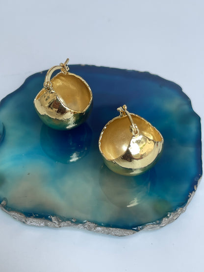 Gold Finish Textured Globe Studs