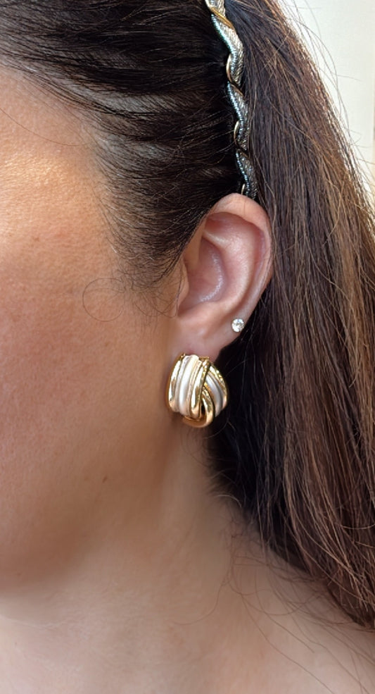 Multi Toned Hoop Studs