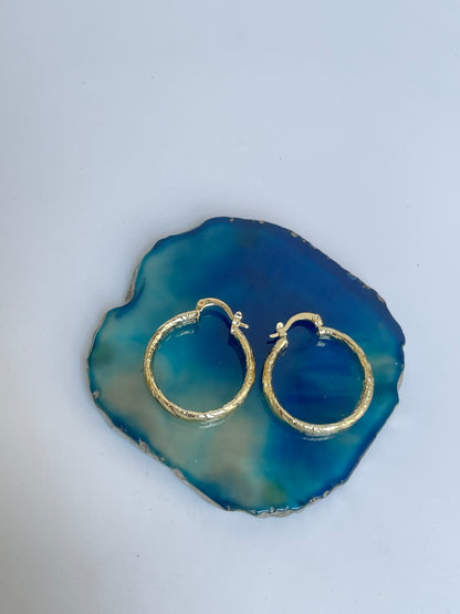 Textured Gold Finished Hoops