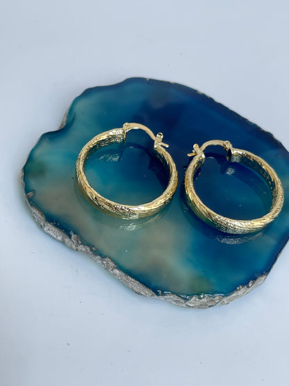 Textured Gold Finished Hoops