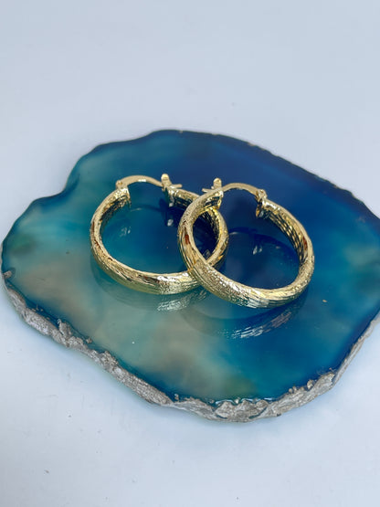 Textured Gold Finished Hoops