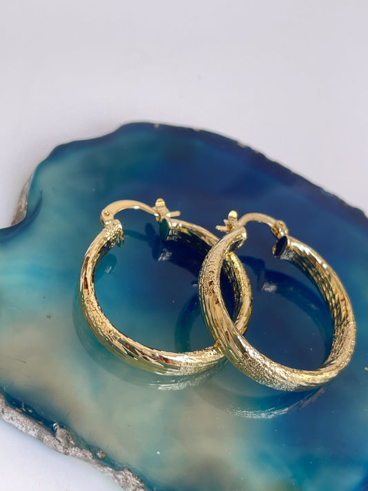 Textured Gold Finished Hoops