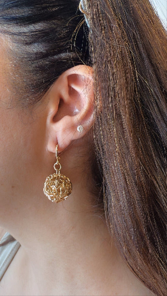 Wired Gold Ball Earring
