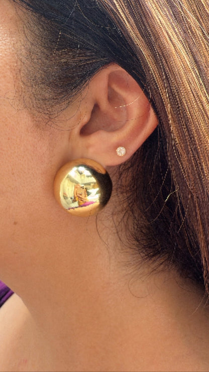 Gold Finish Textured Globe Studs