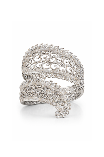 Zircon Studded Chunky Swirl Cuff