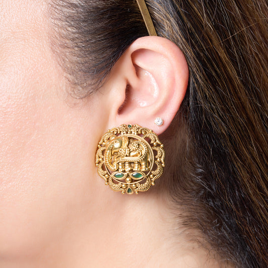 Close Image of Gold plated Elephant Design Stud earrings by studio6jewels