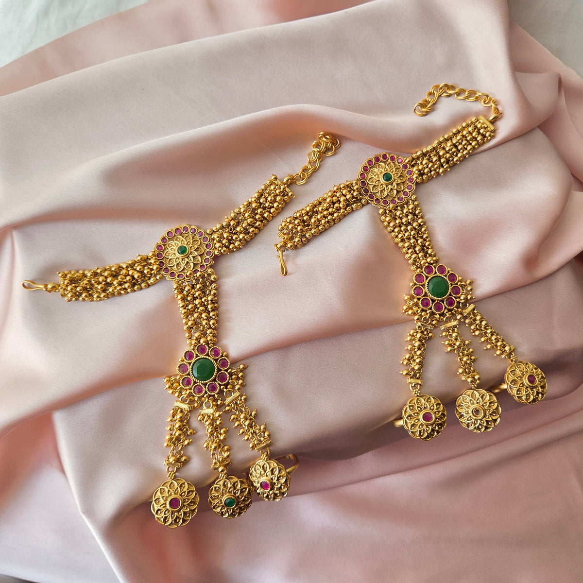 Antique Gold Multi-Ring Haathphool Set