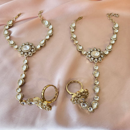 Kundan & CZ Studded Haathphool Set