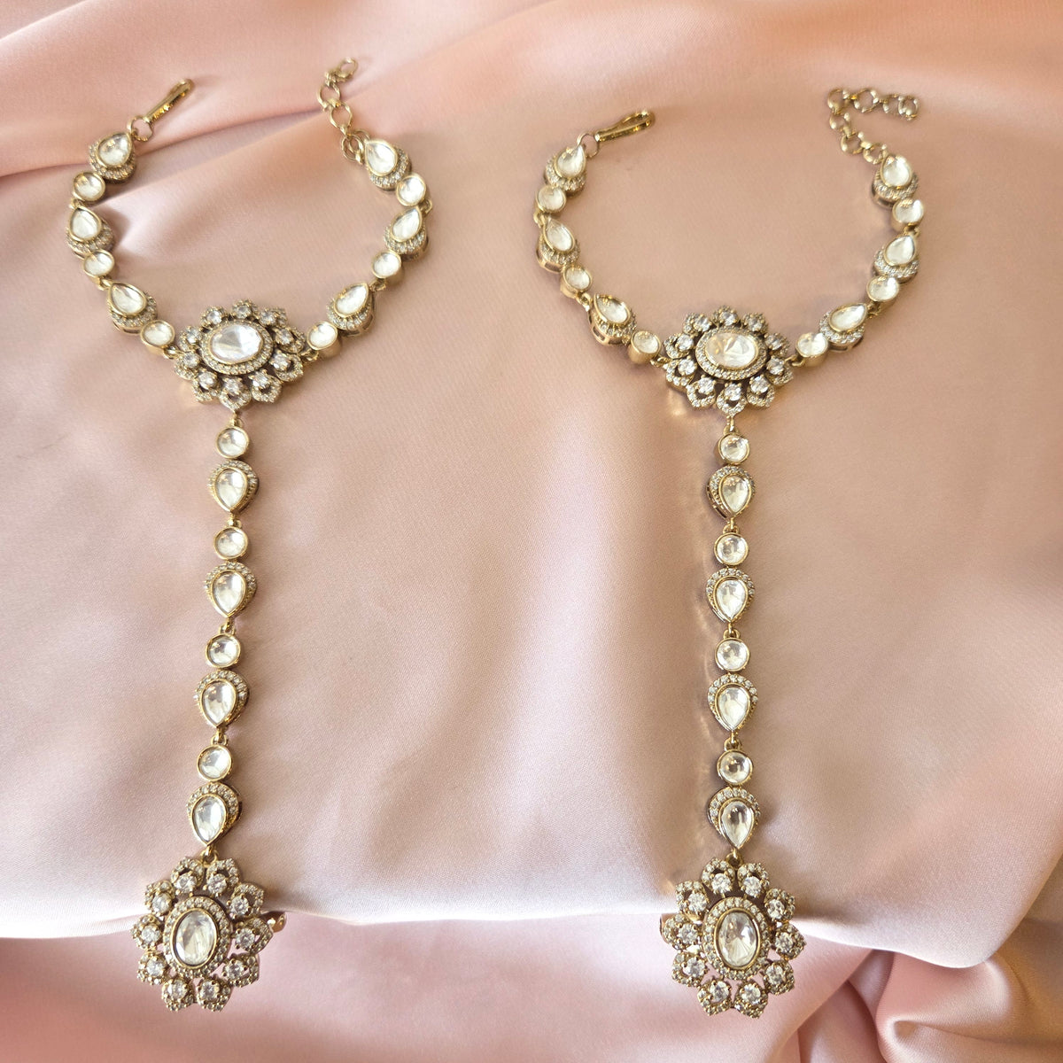 Kundan & CZ Studded Haathphool Set