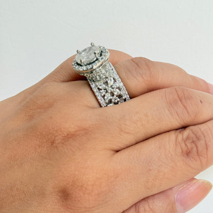 White Finish Solitaire Zircon Ring