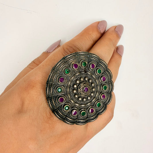 Oxidised Studded Zircon Ring