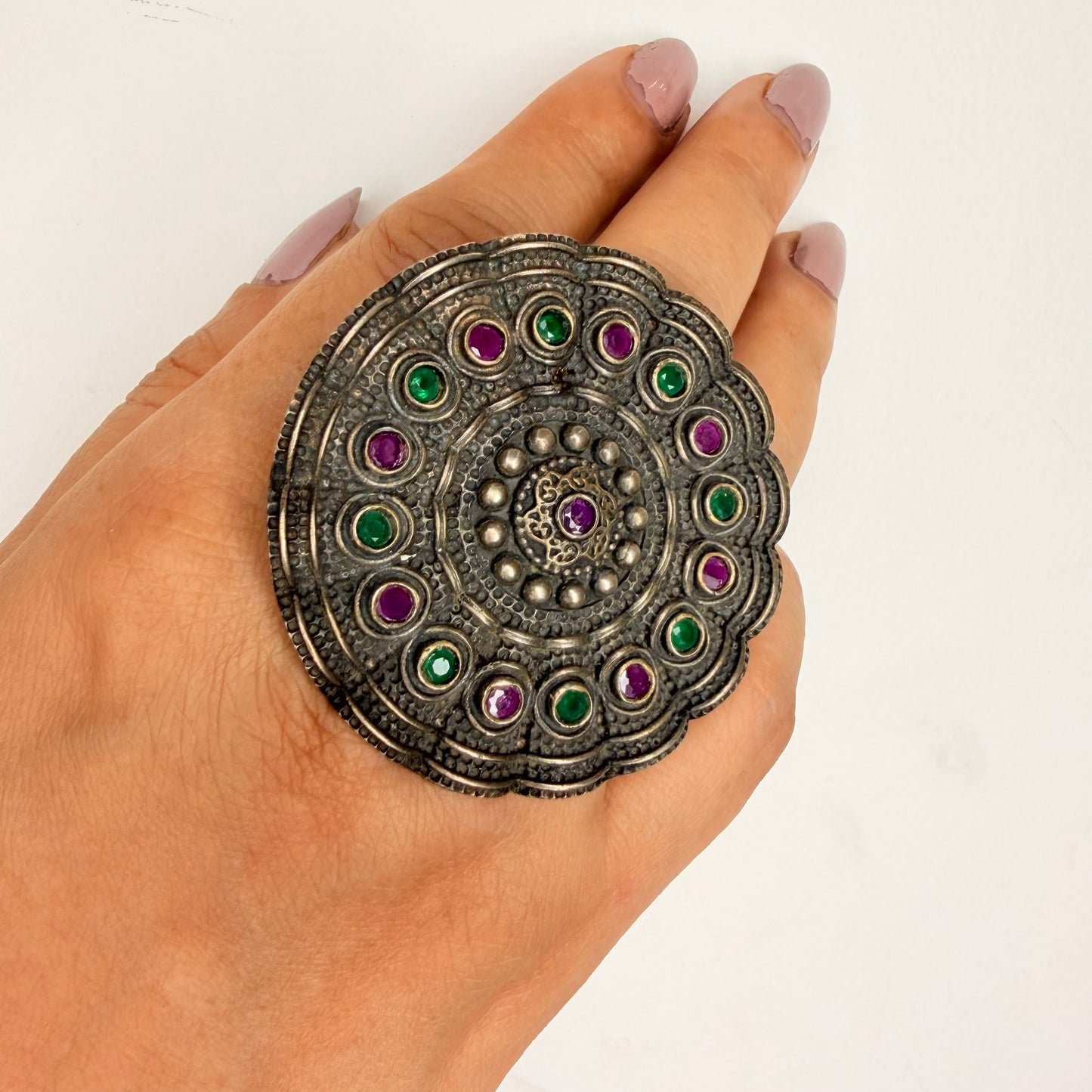 Oxidised Studded Zircon Ring