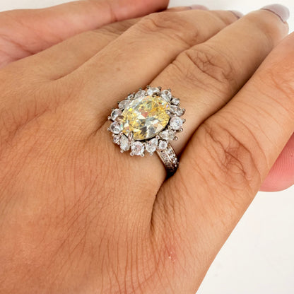 Yellow Zircon Solitaire Ring
