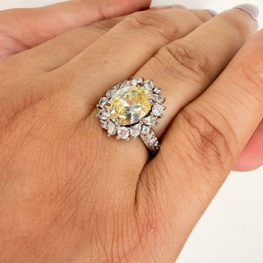 Yellow Zircon Solitaire Ring