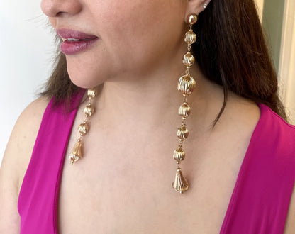 Textured Gold Bead Dangler Earrings