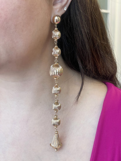 Textured Gold Bead Dangler Earrings