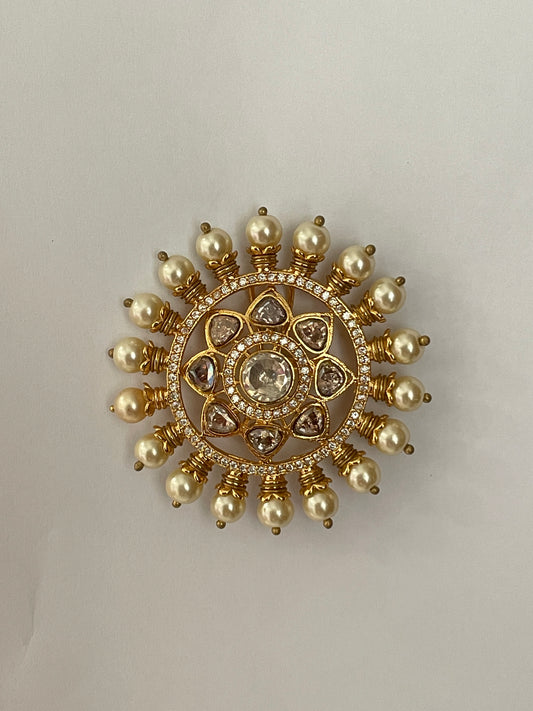 Petite Kundan Studs with Zircon and Pearl Accents
