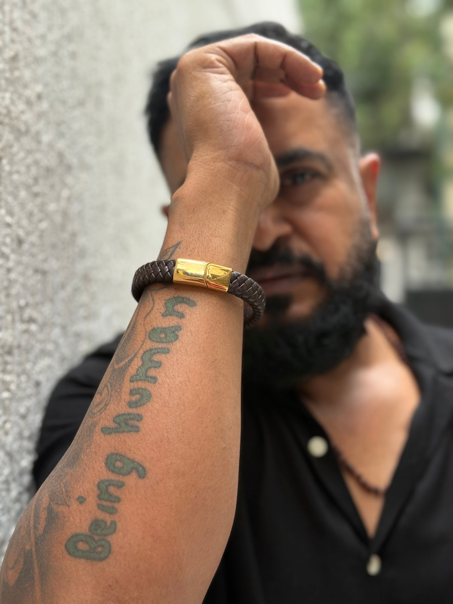 Divine OM Faux Leather Bracelet