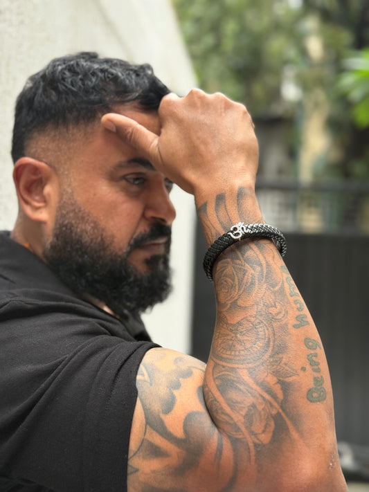 Zircon OM Faux Leather Bracelet