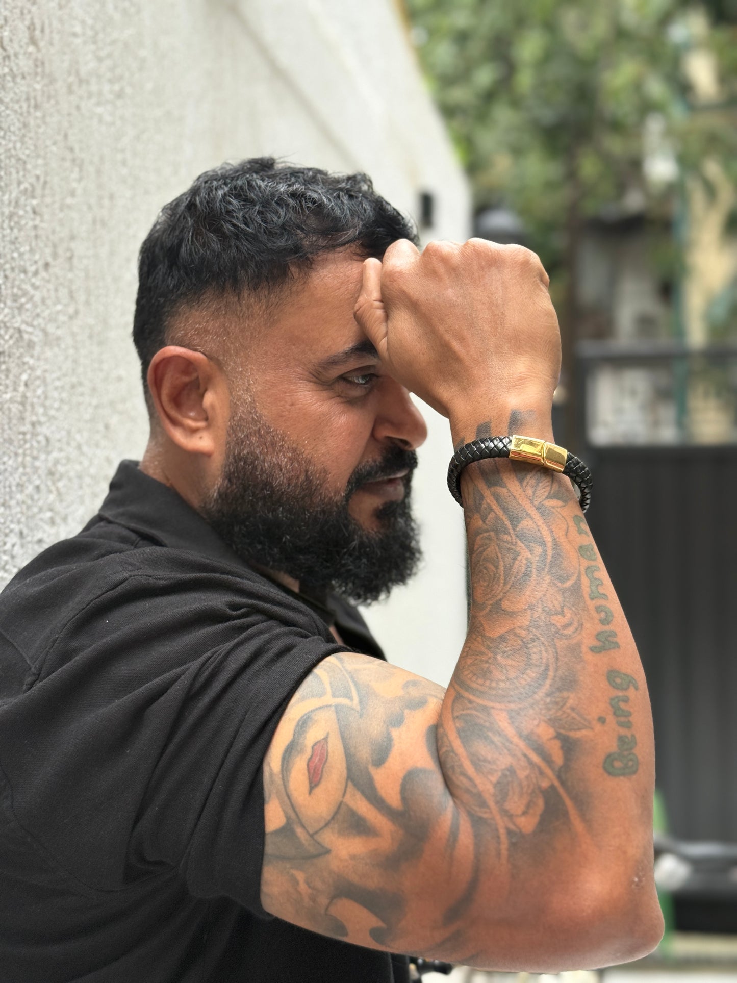 Zircon OM Faux Leather Bracelet