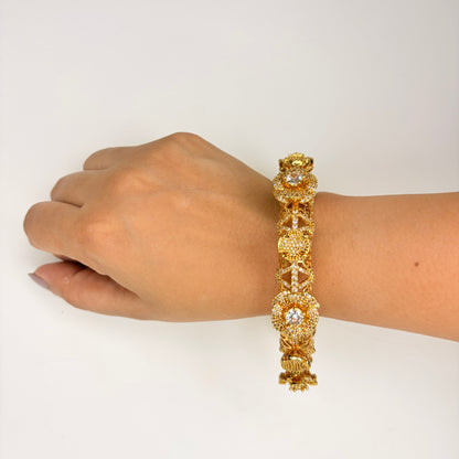 Gold Finish Zircon Studded Bangle