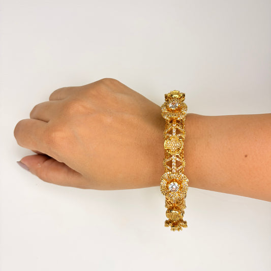 Gold Finish Zircon Studded Bangle