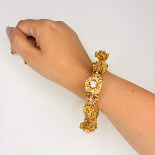 Gold Finish Zircon Studded Bangle