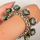 Kundan Single Kada Bangle with Green Enamel