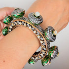 Kundan Single Kada Bangle with Green Enamel
