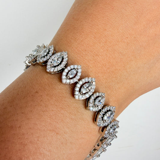 White Finish Marquise Shaped Zircon Bracelet