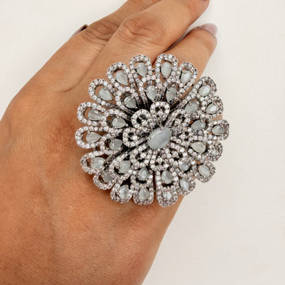 Intricate Zircon Statement Ring