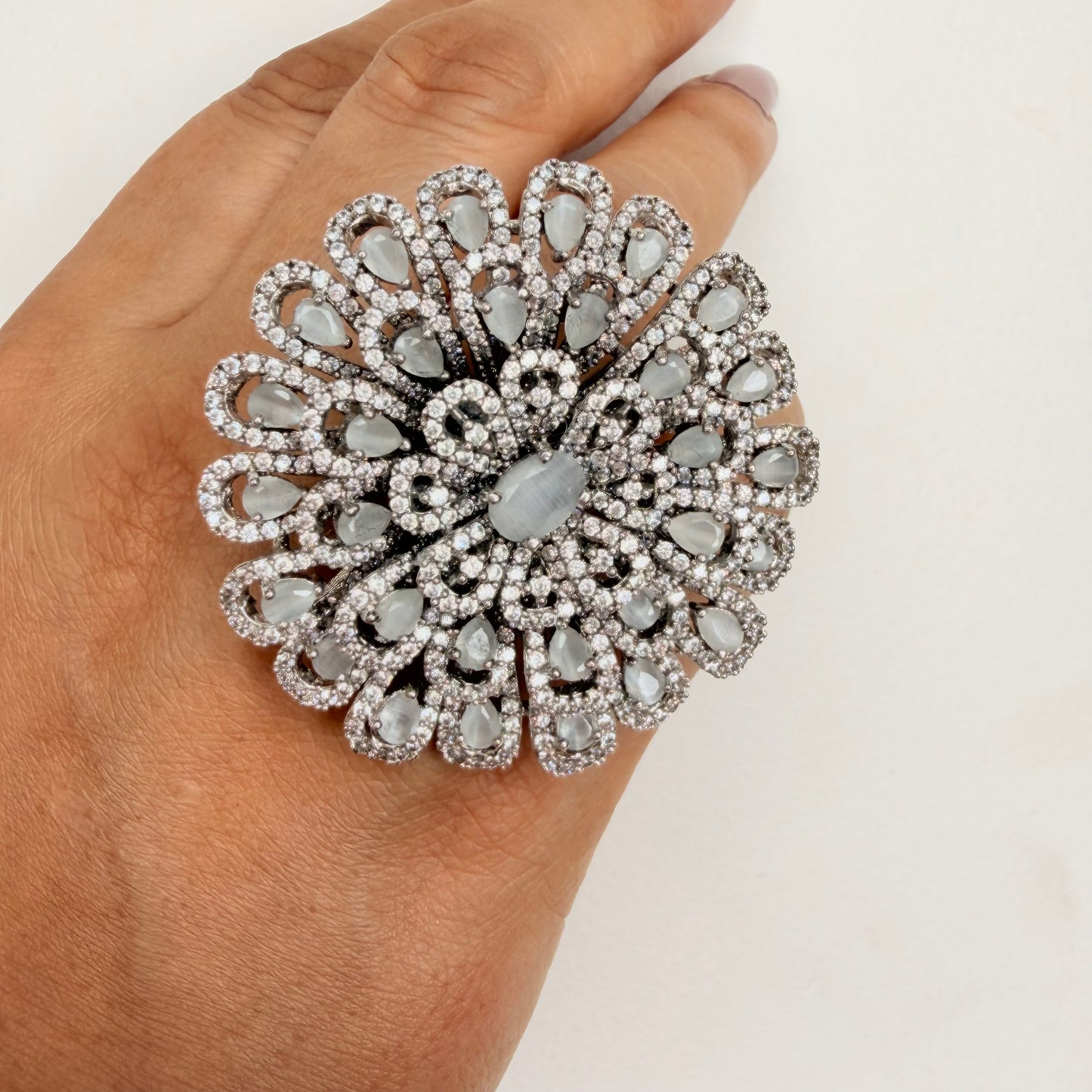 Intricate Zircon Statement Ring