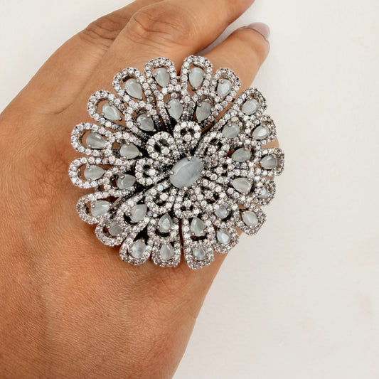Intricate Zircon Statement Ring
