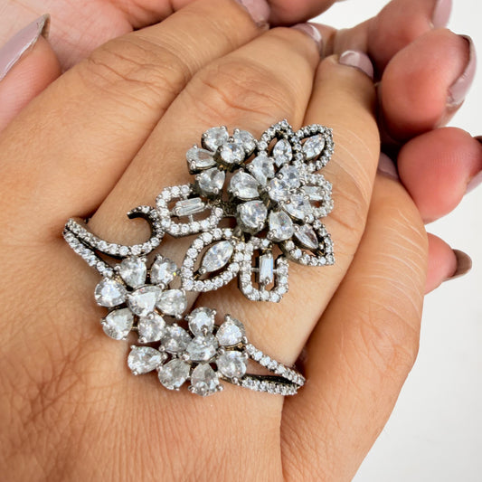 Sparkled Zircon Floral Ring
