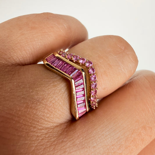 Chevron Cut Gold Finish Ring